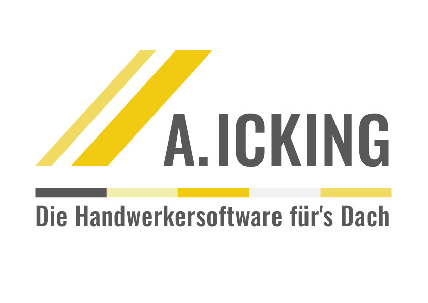 Logo von A. ICKING mit dem Claim: Die Handwerkersoftware fürs Dach
