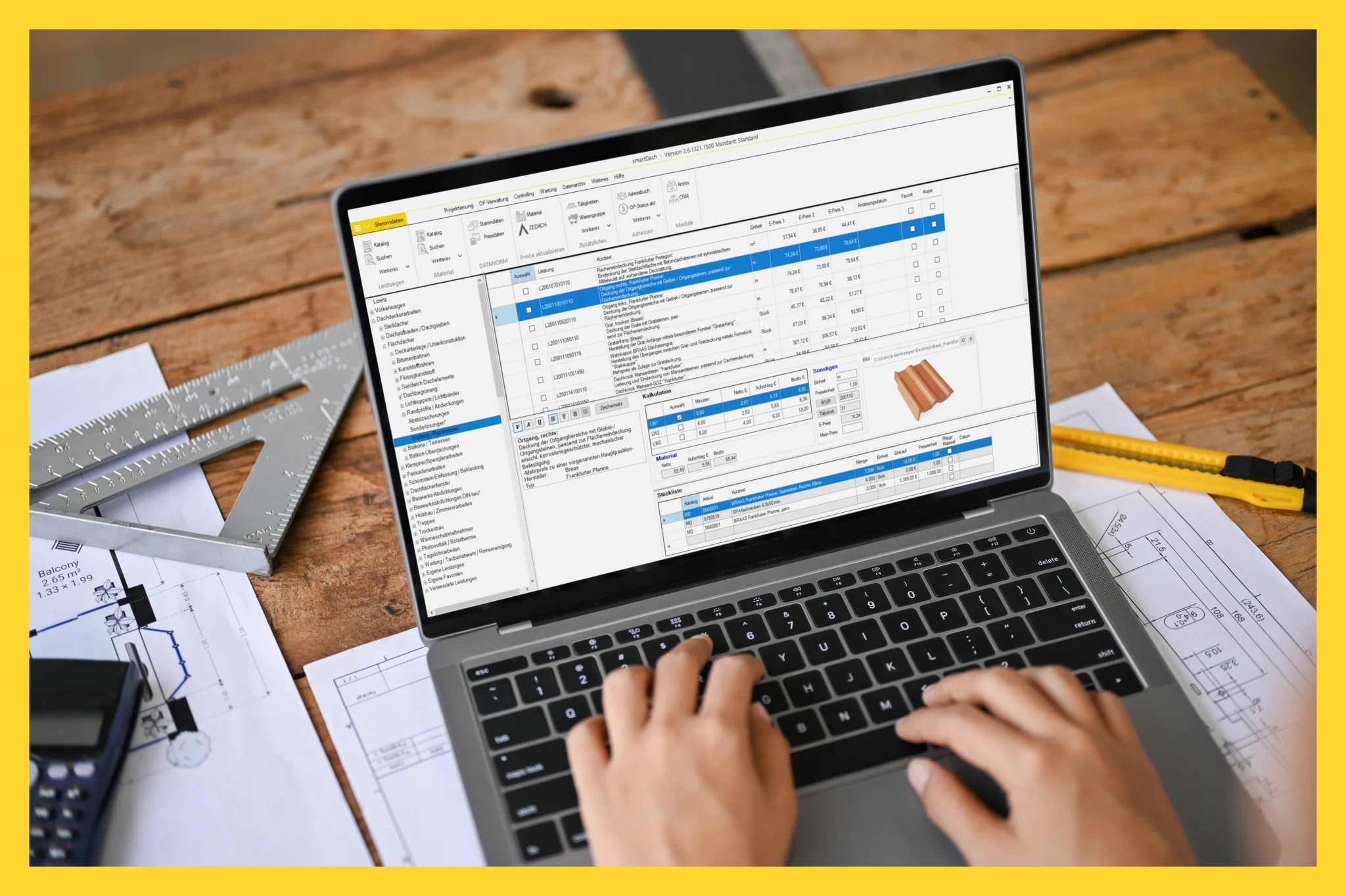 Neue smartDach Oberfläche Neue Benutzeroberfläche der smartDach Handwerkersoftware