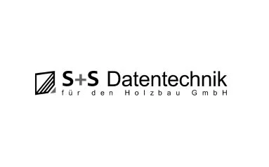 S+S Datentechnik Bildmarke mit schraffierter Fläche und S+S-Schriftzug